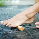 Foot stretching on roller