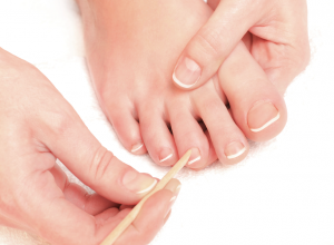naturally pretty feet with French pedicure