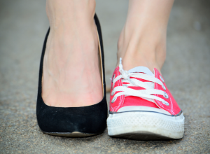 Shoes High heel shoe and sneaker side by side