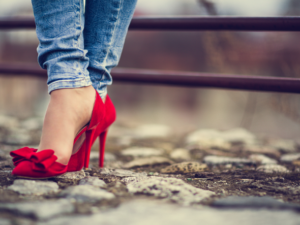 comfortable red heels