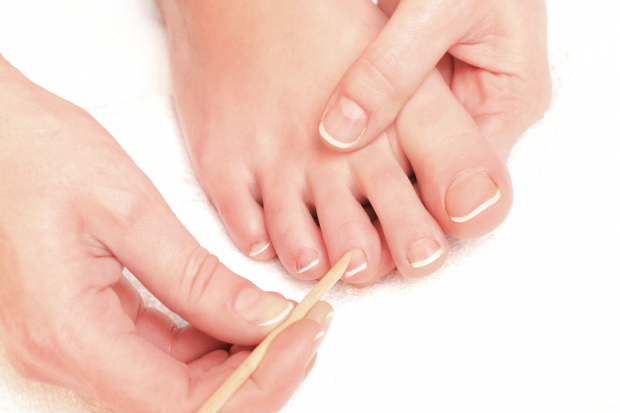 naturally pretty feet with French pedicure