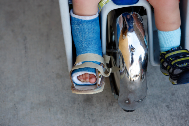 Child Wearing a Foot Brace