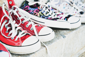 Colorful Converse Sneakers On A Sidewalk